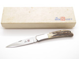 Vintage Al Mar Eagle 1005 Seki Japan 4.8" Stag Lockback Folding Pocket Knife