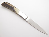 Vintage Al Mar Eagle 1005 Seki Japan 4.8" Stag Lockback Folding Pocket Knife