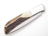 Vintage Al Mar Eagle 1005 Seki Japan 4.8" Stag Lockback Folding Pocket Knife