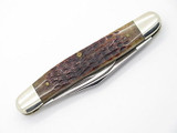 Vtg 10 Dot 1980 Case XX 06247 Bone Folding Pocket Stockman Pen Knife