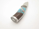 Custom Doris Yazzie Buck 853 Selkirk Turquoise Inlay Fixed Blade Hunting Knife