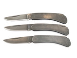 Vintage Sharp Jackaroo Seki Japan Black Metal Folding Pocket Knife (Lot of 3)