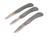 Vintage Explorer Seki Japan Black Metal Folding Pocket Knife (Lot of 3)