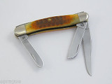 2002 Case XX 6318 Autumn Bone Script Crest Stockman Folding Pocket Knife Tin