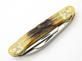 '80 Case XX 5394 Canoe Large 3 Blade Samber Stag Folding Pocket Knife Gold Scroll