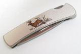 Vtg 1990 Buck 525 Gent Stainess Deer Scene Handle Folding Lockback Pocket Knife