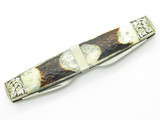 Vtg '80s United Cutlery UC427 Stag Handle Scrolled Whittler Folding Pocket Knife