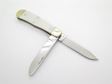 2015 Moore Maker 3206 USA Linerlock Trapper White Delrin Folding Pocket Knife