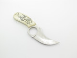 Vintage Frost Cat Skinner Japan Mountain Man Scrimshaw Fixed Blade Hunting Knife