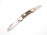 Vtg Bulldog Brand Tennessee Walking Horse Stag Handle Canoe Folding Pocket Knife