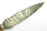 Vtg 1833-1933 Chicago Commemorative World Fair Green Duck Letter Opener Knife