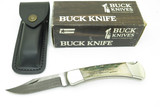 Vintage Buck 110 Damascus & Stag Custom Folding Hunter Lockback Knife