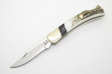 Custom '10 Buck 503 Prince WBC Bear Claw Elk Horn Small Folding Pocket Knife