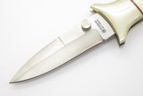 Vintage Magnum Boker Stainless White Micarta Folding Boot Linerlock Pocket Knife