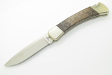 Buck Custom 110 USA Folding Hunter Drop Point Maple Wood Handle Lockback Knife