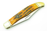 HAHC Hunters Classic Jigged Orange Bone Handle Single Blade Folding Hunter Knife
