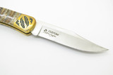 Custom Brian Yellowhorse Buck 110 Feather Engraved Lockback Folding Hunter Knife