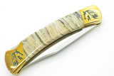 Custom Brian Yellowhorse Buck 110 Horse Engraved Lockback Folding Hunter Knife