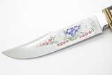 Vintage Emil Voos Solingen Germany Flowers Stag Handle Fixed Blade Hunting Knife
