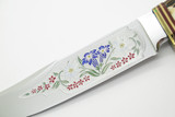 Vintage Emil Voos Solingen Germany Flowers Stag Handle Fixed Blade Hunting Knife