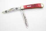 Vintage 2003 Case XX Red Bone Folding Trapper Knife with Silver Eagle Dollar