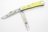 Vintage 2000 Case XX Yellow Folding Trapper Knife with Silver Eagle Dollar