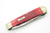 Vintage 2001 Case XX Red Bone Folding Trapper Knife Silver Franklin Half Dollar