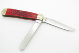 Vintage 1995 Case XX Red Bone Folding Trapper Pocket Knife (Missing Coin)