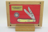 Vintage '01 Case XX 3254 Trapper Mercury Dime Yellow Handle Folding Pocket Knife