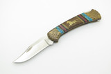 Custom '86 David Yellowhorse Buck 112 Ranger Horse Turqoise Folding Hunter Knife