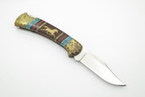 Custom '86 David Yellowhorse Buck 112 Ranger Horse Turqoise Folding Hunter Knife