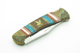 Vintage '80s Custom David Yellowhorse Buck 112 Ranger Eagle Folding Hunter Knife