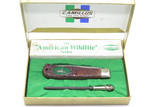 Vintage Camillus 10 USA Wildlife Jumbo Trapper Folding Pocket Knife & Steel