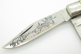 Vintage 1980s Old Ram Hunter Series Green Handle Trapper Folding Pocket Knife