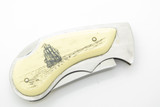 Vtg Kabar Olean 1500 Japan Seaman Thumb Scrimshaw Folding Lockback Pocket Knife