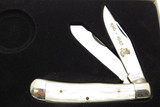 Vintage 1980s Cuttin Horse White Handle Trapper Folding Pocket Knife