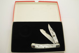 Vintage 1980s Cuttin Horse White Handle Trapper Folding Pocket Knife