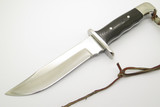 Vintage 67-72 Buck 124 Frontiersman Bowie Two 2 Liner Fixed Blade Hunting Knife