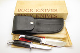 Vintage 1970s Buck 117 Trophy Set 103 116 Fixed Blade Hunting Sportsman Knife