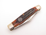 2001 Case XX 6375 Stockman Amber Barbed Wire Bone Handle Folding Pocket Knife