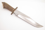 Vintage 1980s Parker Edwards USA Stag Crown Fixed Blade Damascus Bowie Knife