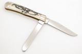 2005 Case XX 6254 Trapper Elk Scene Smooth Bone Handle Folding Pocket Knife