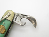 Vintage Kutmaster Girl Scout Green Handle Folding Multi Tool Pocket Camp Knife
