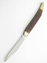 Vintage Ka-Bar USA Toothpick Dog Head Jigged Bone Folding Pocket Knife