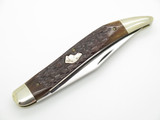 Vintage Ka-Bar USA Toothpick Dog Head Jigged Bone Folding Pocket Knife