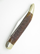 Vintage Ka-Bar USA Toothpick Dog Head Jigged Bone Folding Pocket Knife