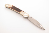 Vintage Boker Copperhead Germany Easy Open Linerlock Stag Folding Pocket Knife