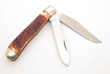 Vintage Puma Germany Jigged Amber Bone Handle Trapper Folding Pocket Knife
