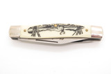 Vintage Colonial Ranger Prov USA Stockman Deer Scrimshaw Folding Pocket Knife