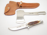 Vintage 1978-82 Parker Brothers Seki Japan Imai Stag Fixed Knife Hatchet Combo
